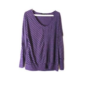 Ana purple striped long sleeve blouse